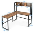 thumbnail image 2 of Costway Industrial L-Shaped Desk w/Hutch Bookshelf 55'' Corner Computer Desk Gaming Table, 2 of 10