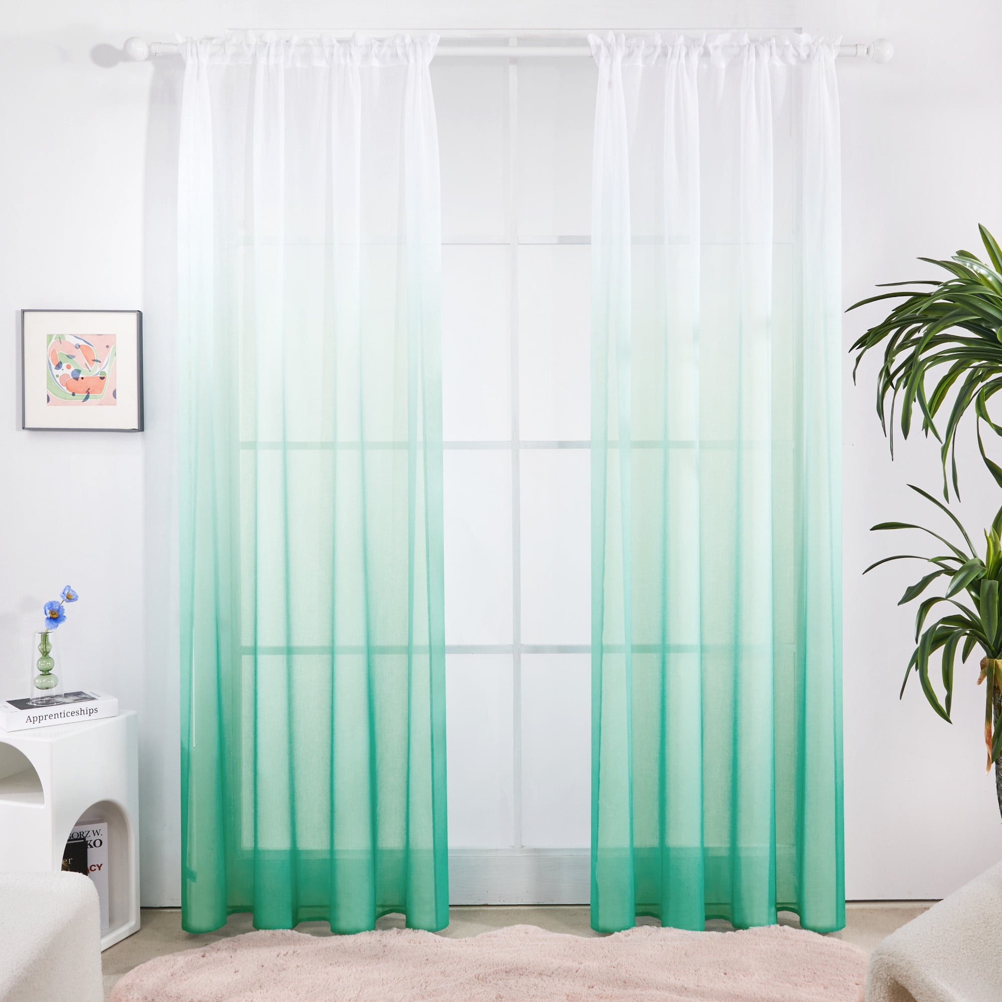 52x84 Deconovo Decorative Rod Pocket Sheer Window Curtains for Kids Room Dark Grey