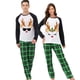 thumbnail image 2 of Conjuntos a juego de pijamas de pareja navideña Conjunto de pijamas verdes para adultos con renos y ciervos, 2 of 3