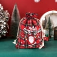 thumbnail image 4 of Drawstring Gift Bags, Buffalo Plaid Christmas Treats Bags, Reusable Cloth Xmas Candy Bag, Holiday Party Favors,3.93X5.51In(C), 4 of 6