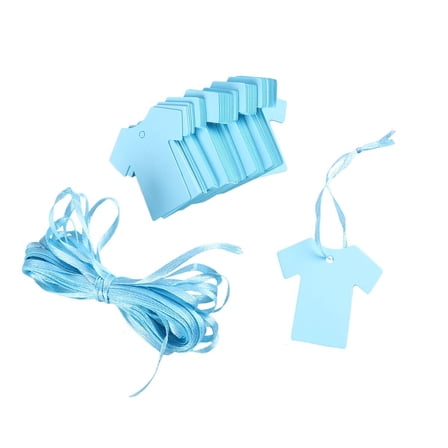 WHAMVOX  100 Pcs Gift Tag Paper Tags Cloth Shape Personalized Present Labels Baby Boy Blue