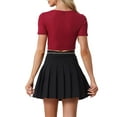 thumbnail image 3 of INSPIRE CHIC Party Glitter Shiny Tshirts for Women's Short Sleeves Cut Out Crop Tops S Red, 3 of 6
