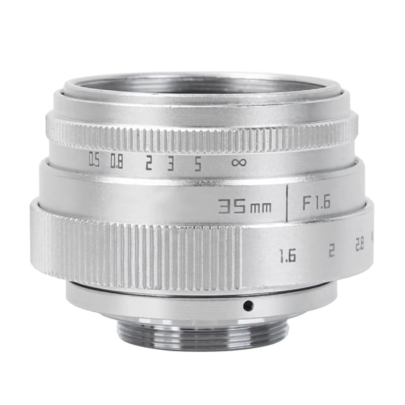 Lente de gran apertura con montura C para cámaras de videovigilancia NEX M4/3 FX de 35 mm y f/1,6 (plateada)