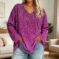 thumbnail image 5 of Aofany Women's Plus Size V Neck T Shirts Fall Long Sleeve Oversized Tees Casual Loose Fit Tunic Tops, 5 of 6