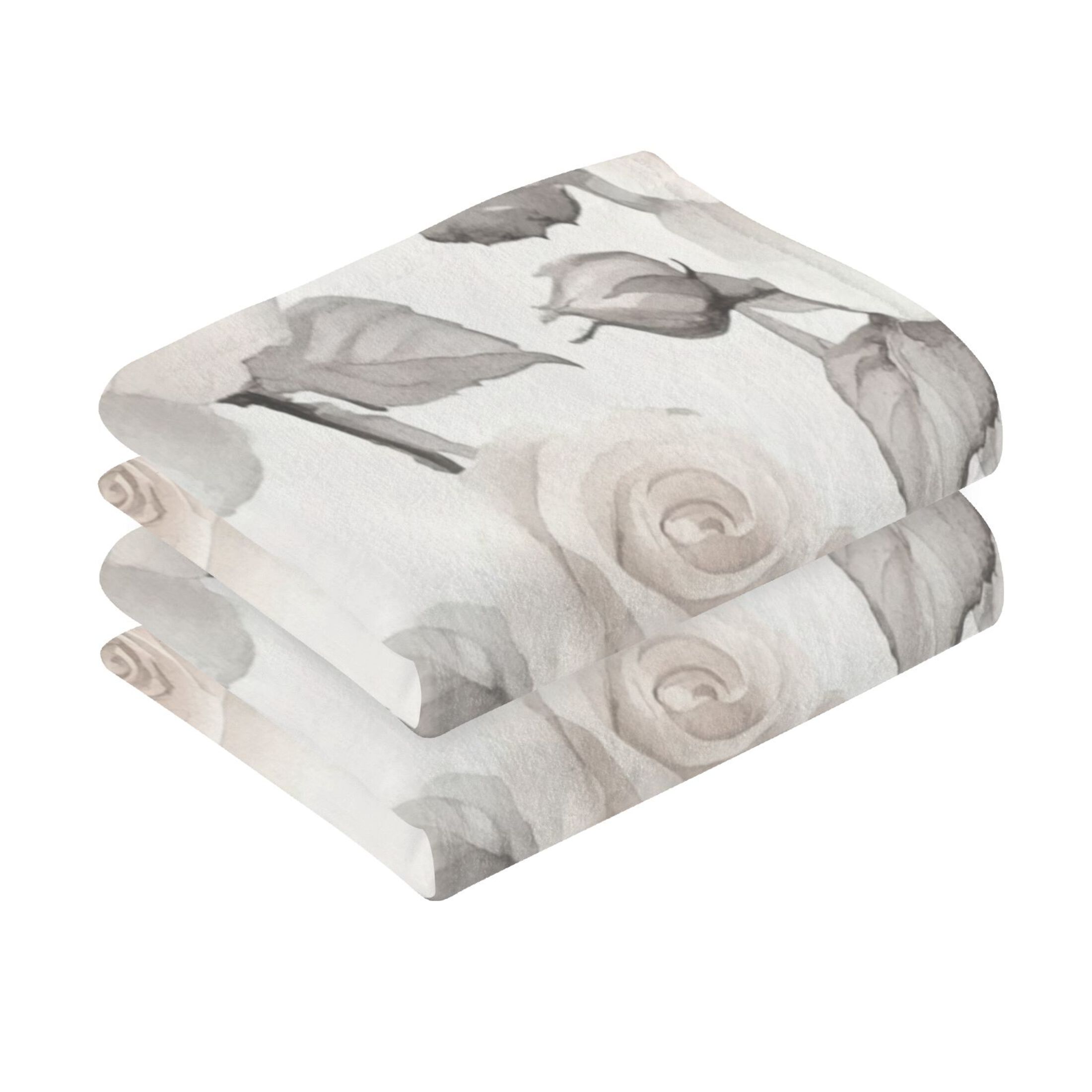 Cotton Towel Two-Piece 16x28 Inch One Sizex2 Face Towel Set Towel Set Cotton Hand Bath Towel Bathroom Beach White Roses