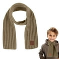 thumbnail image 2 of Dakiuu Kids Scarf Soft Warm Knit Neck Warmer Toddler Winter Classic Knitted Scarves Wraps for Boys Girls Khaki, 2 of 3