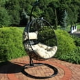thumbnail image 4 of Sunnydaze Jackson Resin Wicker Egg Hanging Chair with Cushions and Stand, Cream, 4 of 8