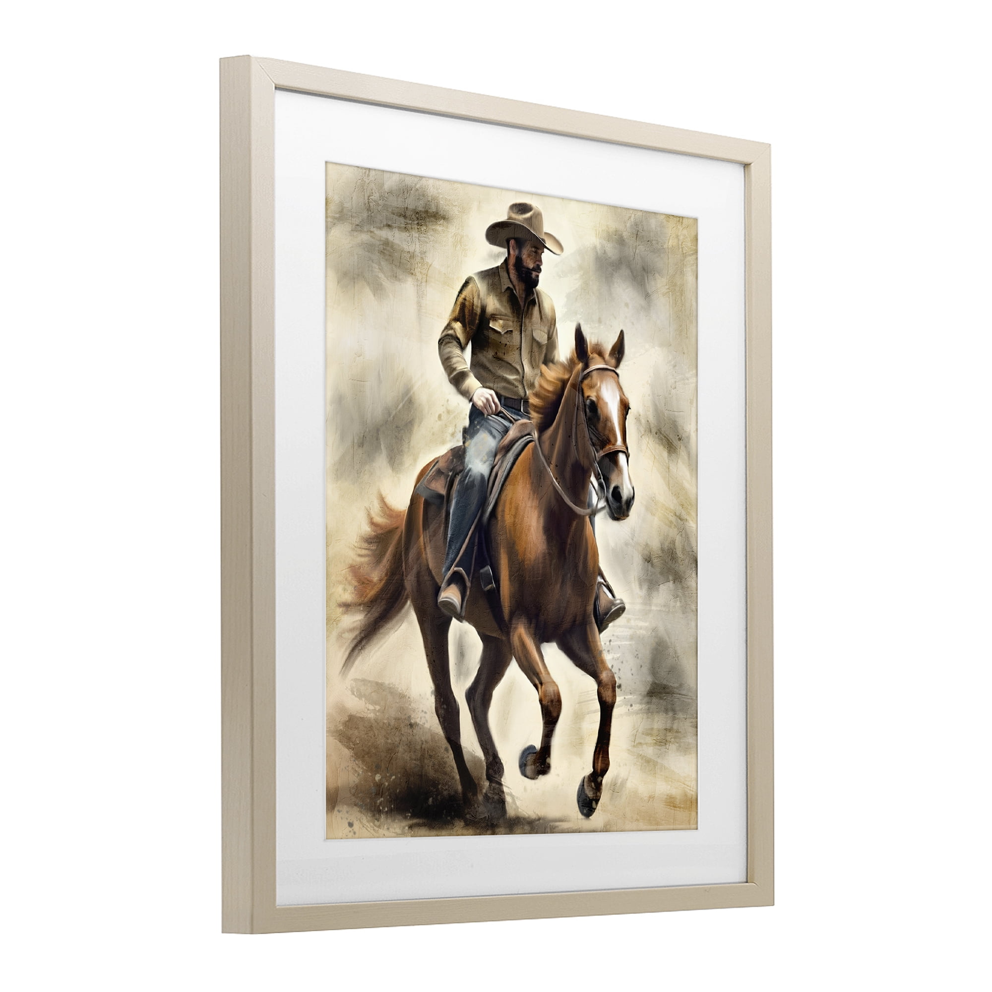 Stupell Industries Gallop Horse & Cowboy Birch Framed Print Under Glass, design by Kim Allen