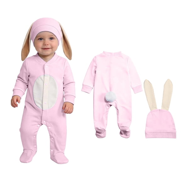 Baby Easter Girl Outfits Long Sleeve Bunny Jumpsuit and Hats 2 Peice Outfit Set Dress up Party Outfit 9-12 Months Boys Clothes