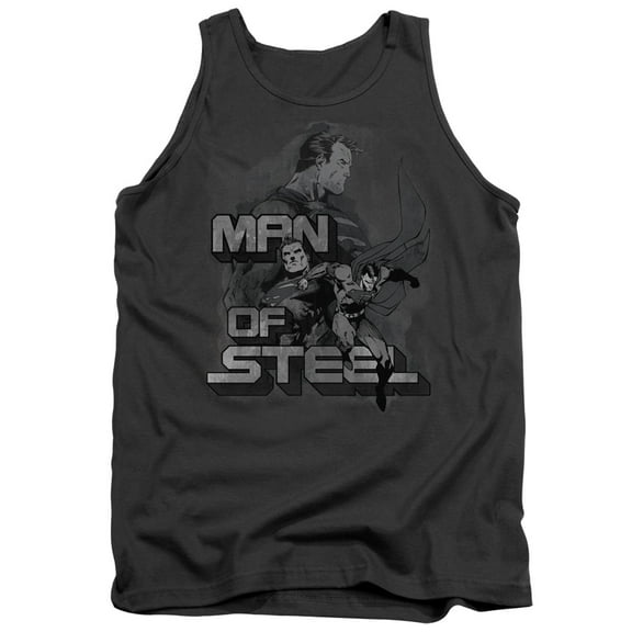 Superman Steel Poses Adult Tank Top Charcoal