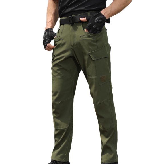 Tqyyweavej Men's Quick Dry Tactical Pants Fleece-Lined Water Resistant Outdoor Pant Lightweight Stretch Cargo Work Hiking Pants S-4XL