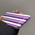 thumbnail image 7 of Compatible with iPhone 13 Pro Max Glossy Case Vertical Stripe Shiny Clear Cute Purple White Aesthetic Minimalist Shockproof Protective Cover for Women Girls, 7 of 7