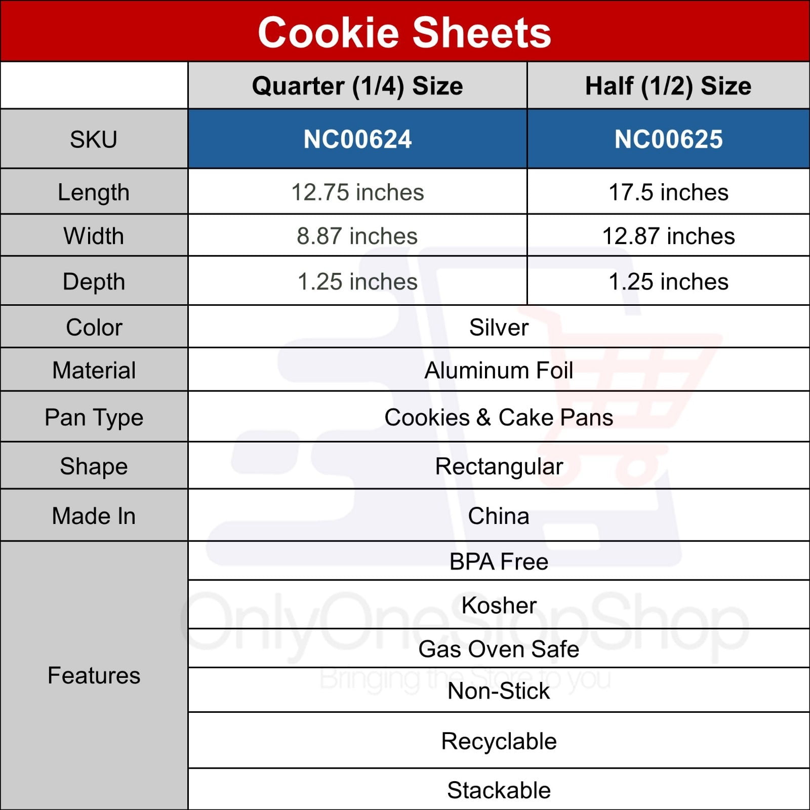 VeZee's Aluminum 17.5X12.87X1.25 inches Cookie Sheet Baking Pans: Disposable Aluminum Foil Trays Ideal for Brownie, Coffee Cakes, Side Dishes : 500 Sheets
