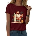 thumbnail image 5 of Duqingm Santa Shirt Cute Xmas Tree Graphic Tees for Women Trendy Short Sleeve Ugly Christmas Tshirts Trendy Holiday Christmas Tops Wine,M, 5 of 6