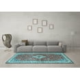 thumbnail image 3 of Ahgly Company Indoor Rectangle Medallion Light Blue Traditional Area Rugs, 2' x 4', 3 of 4