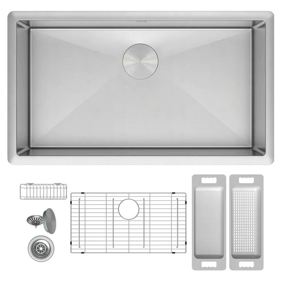 Zuhne 16 Gauge Stainless Steel 32 Inch Modena Bowl Undermount Kitchen Sink