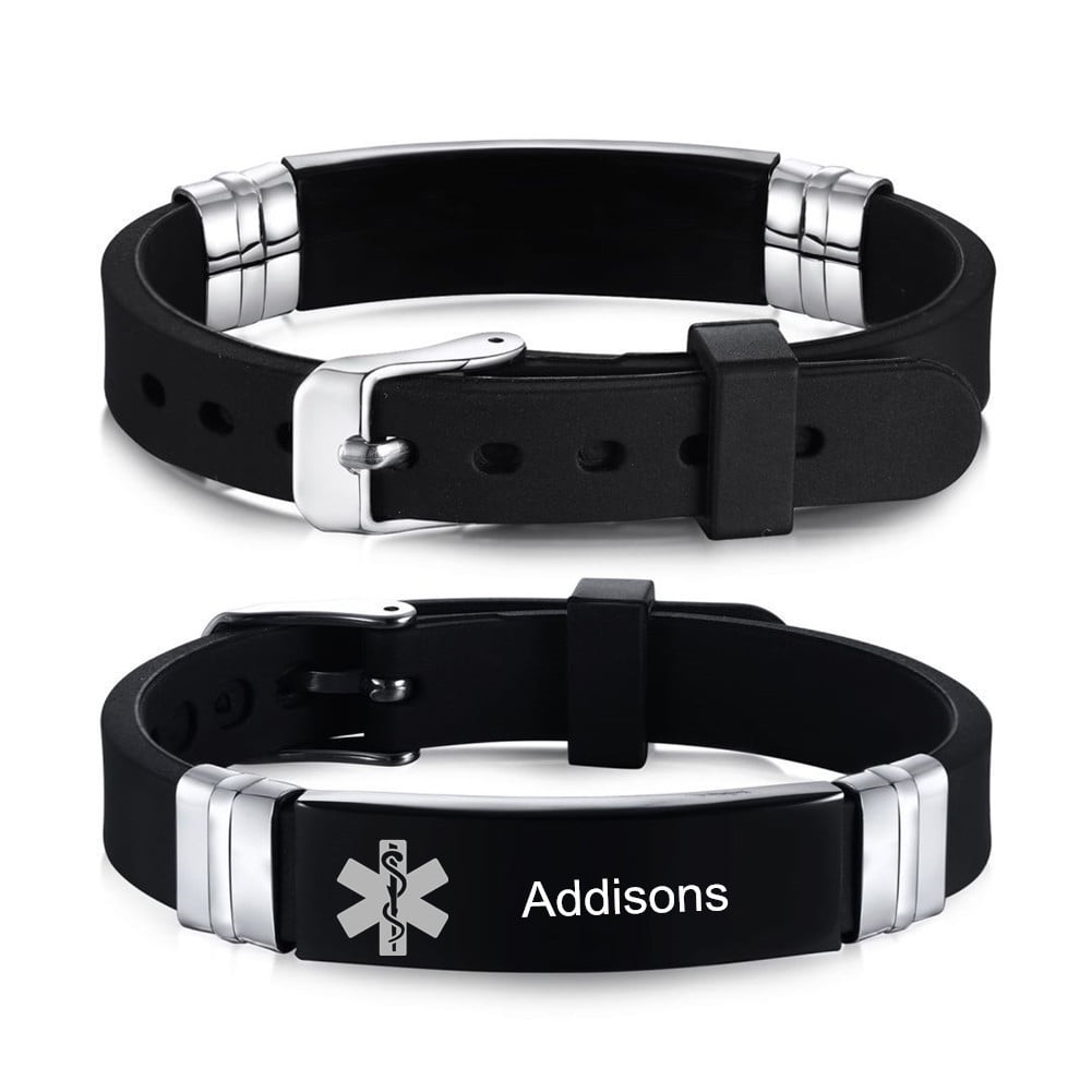 Free Engraving Medical Alert Bracelet for Men,Personalized Medical