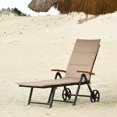 thumbnail image 1 of COSTWAY Chaise Longue Pliante d'Extérieur pour Piscine, Fauteuil Inclinable en Rotin d'Aluminium avec Roues, 1 of 9