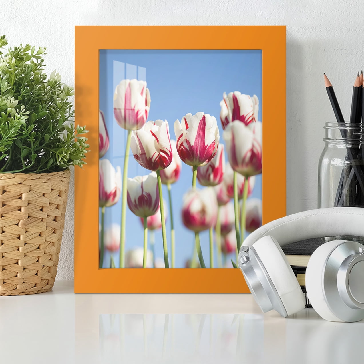 Modern 6 in. x 8 in. Orange Picture Frame (Set of 4)