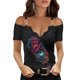 thumbnail image 4 of Gibobby Blusa Manga Larga Mujer T-shirt top for WomenLace Party Fashion elegante Top（Rojo， S), 4 of 5