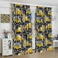 thumbnail image 3 of Kids Construction Excavator Blackout Curtains, Yellow Excavator Transporter Truck Cartoon Construction Vehicles Windows Curtain for Living Room Bedroom 26"W x 45"L (Pack of 2), 3 of 6