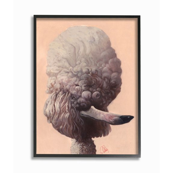 Stupell Industries Poodle Afro Modern Distorted Pet Dog Illustration Framed Wall Art Design by Thomas Fluharty, 11" x 14", Black Framed