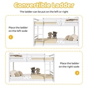 Zimtown Bunk Bed Twin Over Twin,Kids Low Floor Bunk Bed with Guard Rails for Children Boys Girls Dormitory Bedroom,No Box Spring Needed,White