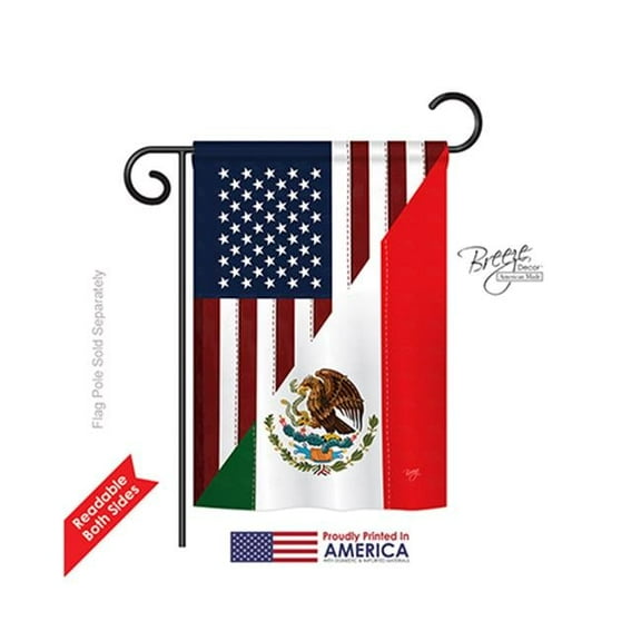 Breeze Decor 58205 US Mexico Friendship 2-Sided Impression Garden Flag - 13 x 18.5 in.