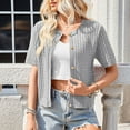 thumbnail image 2 of Cardigan Sweater for Women Short Sleeve Trendy 2025 Summer Fall Casual Crew Neck Button Down Lightweight Knit Jacket, 2 of 7