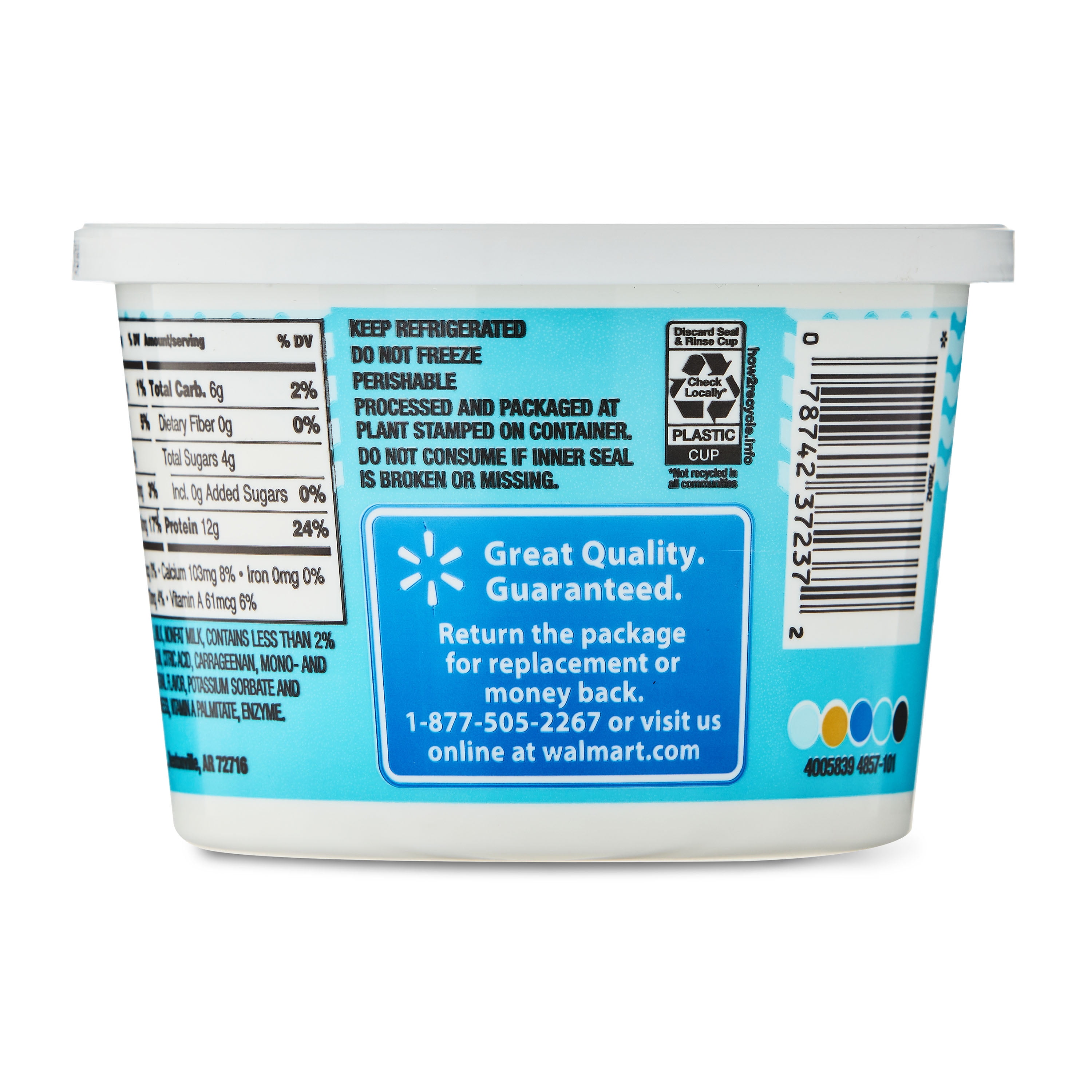 Great Value 1% Milkfat Small Curd Low-fat Cottage Cheese, 16 oz