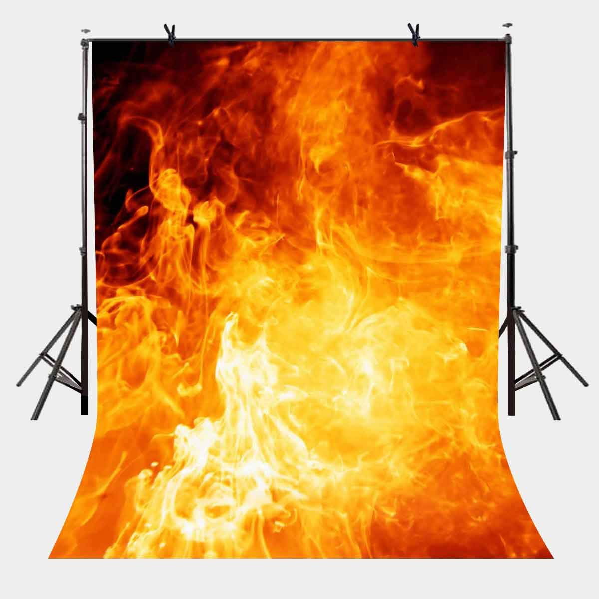 LYLYCTY Raging Dancing Fire Photography Backdrops 5x7ft Black Background For 
