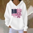 thumbnail image 2 of Zynoxe Womens Breast Cancer Awareness Hoodies Casual Soft Ribbed Knit Drop Shoulder Long Sleeve Lounge Hooded Sweatshirt with Pocket White3 2XL, 2 of 5