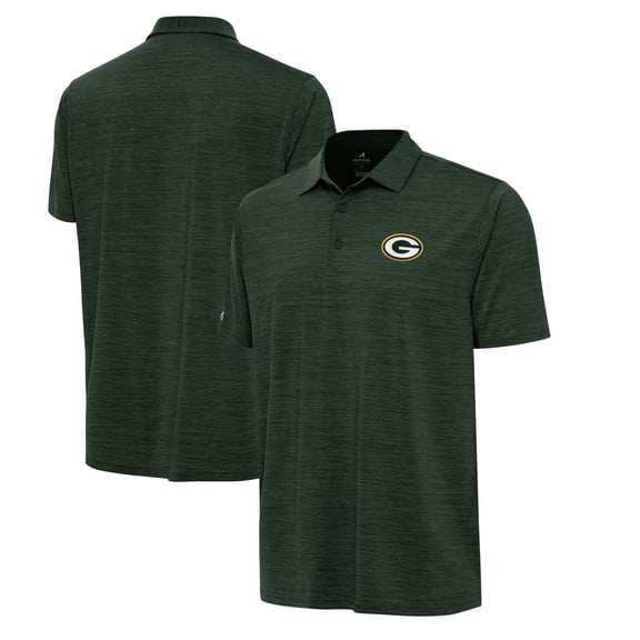 Men's Antigua Heather Green Green Bay Packers Layout Polo