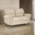 thumbnail image 7 of 63 Inch Loveseat, Cream Top Grain and Faux Leather, Brown Solid Wood, 7 of 7