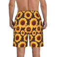 thumbnail image 3 of KLL Chocolate Plaid Sunflower Men's Casual Summer Beach Shorts Hawaiian Shorts with Pockets-3X-Large, 3 of 5