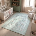 thumbnail image 3 of Lahome Washable 5'x7' Area Rug, Green Vintage Floral Rugs for Living Room, Soft Low Pile Non-Slip Botanical Carpet for Bedroom, Cute Boho Nursery Playroom Decor, Green, 3 of 11