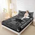 thumbnail image 4 of Homewish Woodland Animal Bear Twin Sheet Sets,Rustic Western Aztec Twin Fitted Sheet,Boho Cowboy Tribal Flat Sheet For Kids,Breathable Home Decor,3pcs, 4 of 7