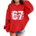 thumbnail image 2 of 67 Niños con capucha Niñas 6 7 Meme Sudadera cómoda manga larga Suéteres divertidos 6 7 Número impreso Novedad manga larga con capucha Suéter de moda cómodo once once hoodie (rojo,11-12 años), 2 of 4