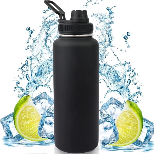 1100ML Botella Térmica, Termo de Acero Inoxidable sin BPA,100% a prueba de fugas, aislamiento de doble pared,para Agua Fría (24 horas) o Caliente (12 horas)