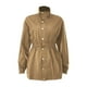 thumbnail image 5 of Gibobby chaquetas de invierno largas Chaqueta con cremallera de color liso para mujer: Gabardina a de viento de longitud media y estilo elegante (Caqui, L), 5 of 5