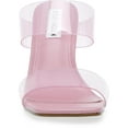 thumbnail image 2 of Steve Madden Women's Isa Lucite Vegan Leather Slip On Strappy Wedge Sandal Pink 10, 2 of 3