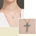 thumbnail image 3 of Gemstone Cross Necklace Created Sapphire Religious Pendant Jewelry, 3 of 5
