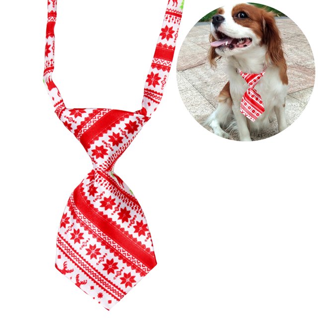 Cravate de Noël pour Animaux de Compagnie Ajustable Mignonne Imprimée Dessin Animé Collier pour Animaux de Compagnie
