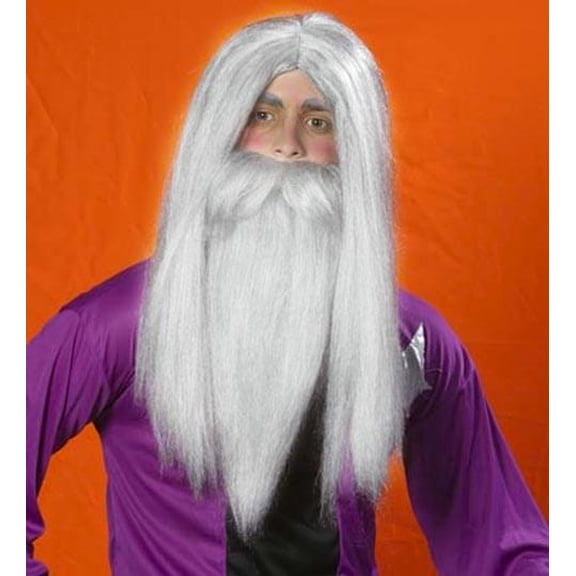 Wizard 22" White Costume Wig & Beard
