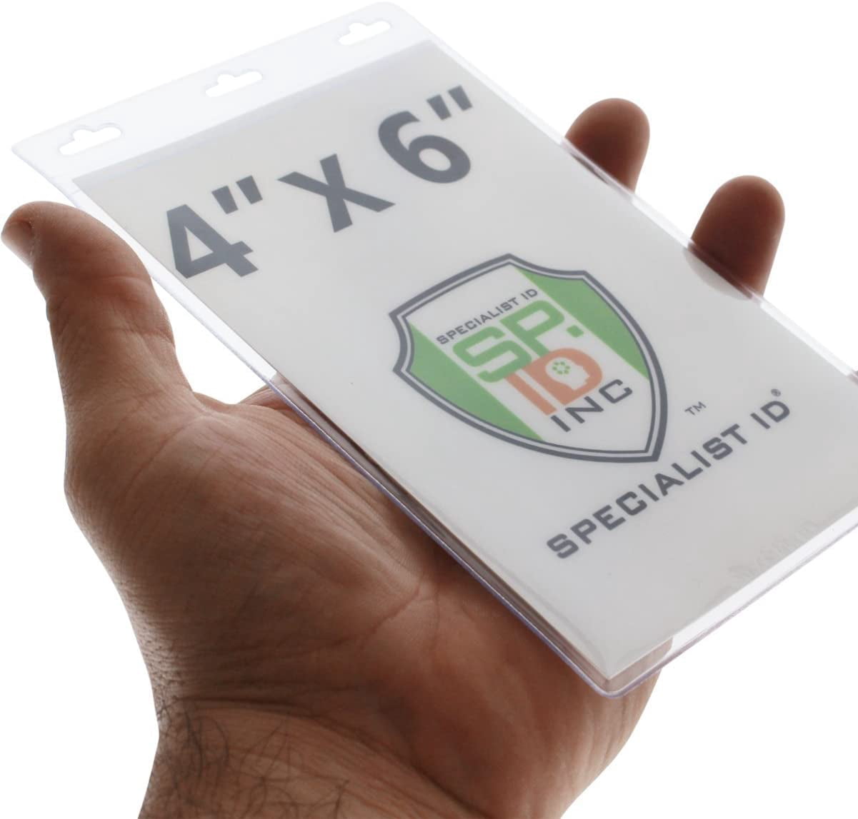 10 Pack - Premium 4X6 Badge Holder with Lanyard - Heavy Duty Extra Large Badge & Credential Holders with VIP Lanyards - for Special Events and 4 x 6 Tickets by Specialist ID (Black VIP)