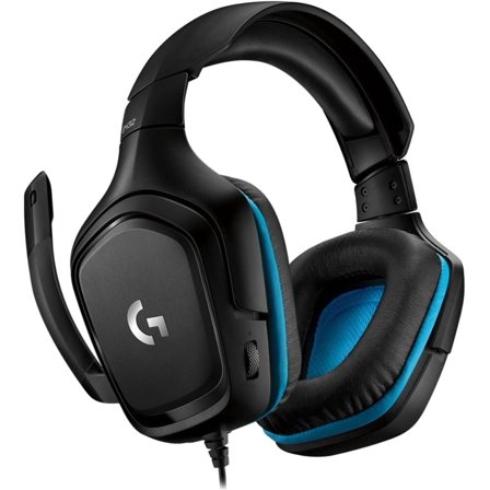 G432 Wired Gaming Headset, 7.1 Surround Sound, DTS Headphone:X 2.0, Flip-to-Mute Mic, PC (Leatherette) Black/Blue