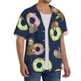 thumbnail image 4 of Sigee Sloth with Donuts Print Men's Shirts Casual Button Down Short Sleeve Summer Beach Shirt Hawaiian Vacation Shirts Tee Shirt-Small, 4 of 7