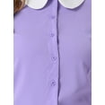 thumbnail image 5 of DARING DIVA Women's Contrast Peter Pan Collar Blouse Shirt M Light Purple, 5 of 6
