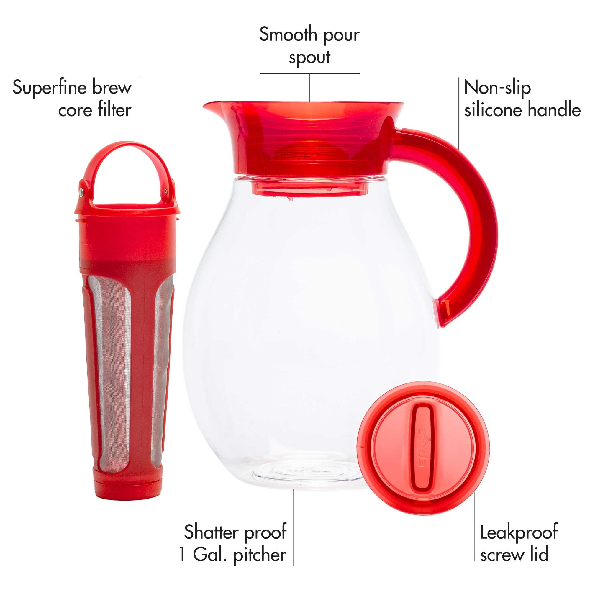 TUPPERWARE One 1 Gallon Infusion Pitcher Infuser 4 Quarts Large Red Iced Tea  New