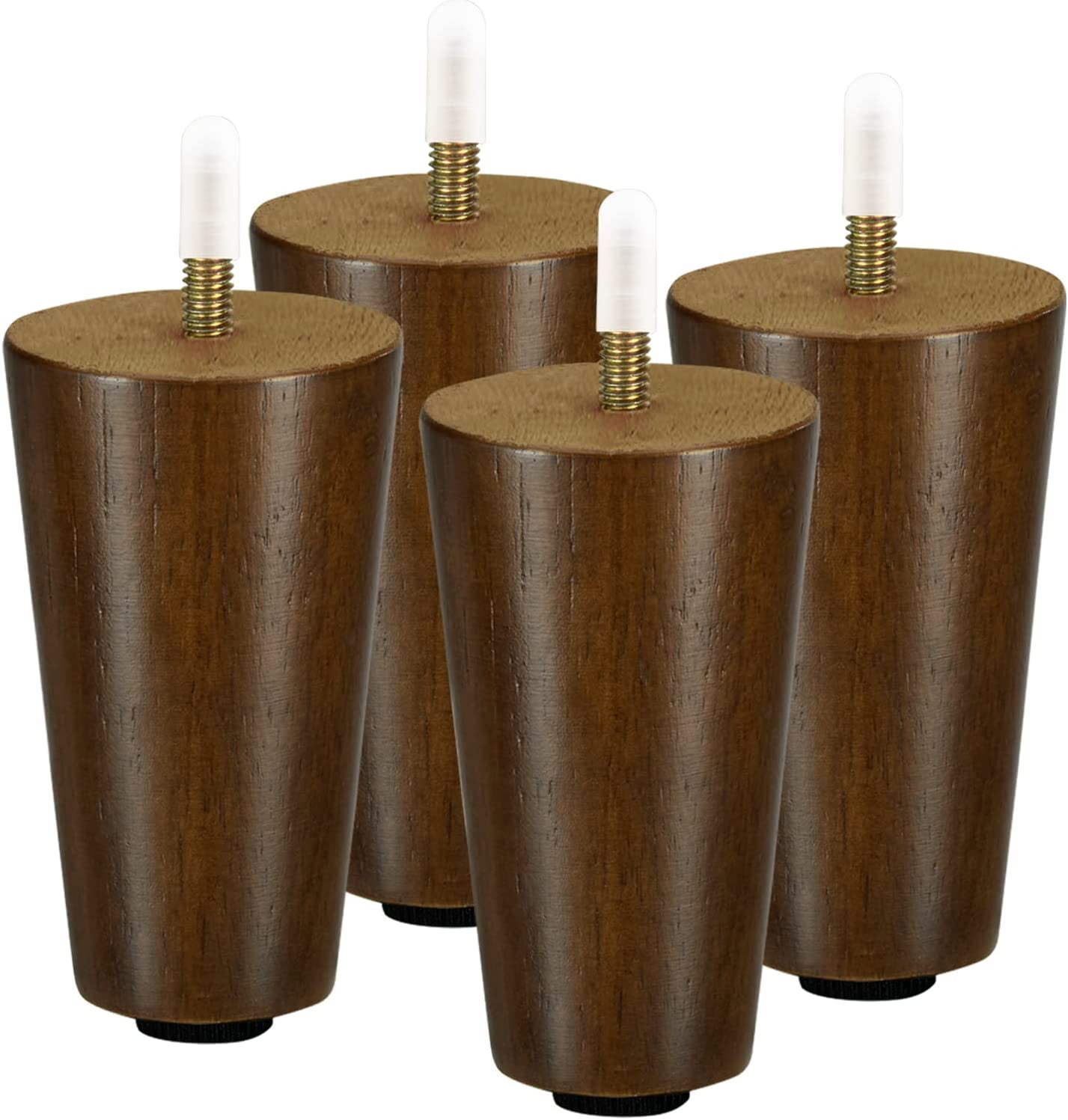 Yes4All 4 Inches Round Wood Furniture Legs Set of 4 Wooden Replacement Feet for Couch, Bed
